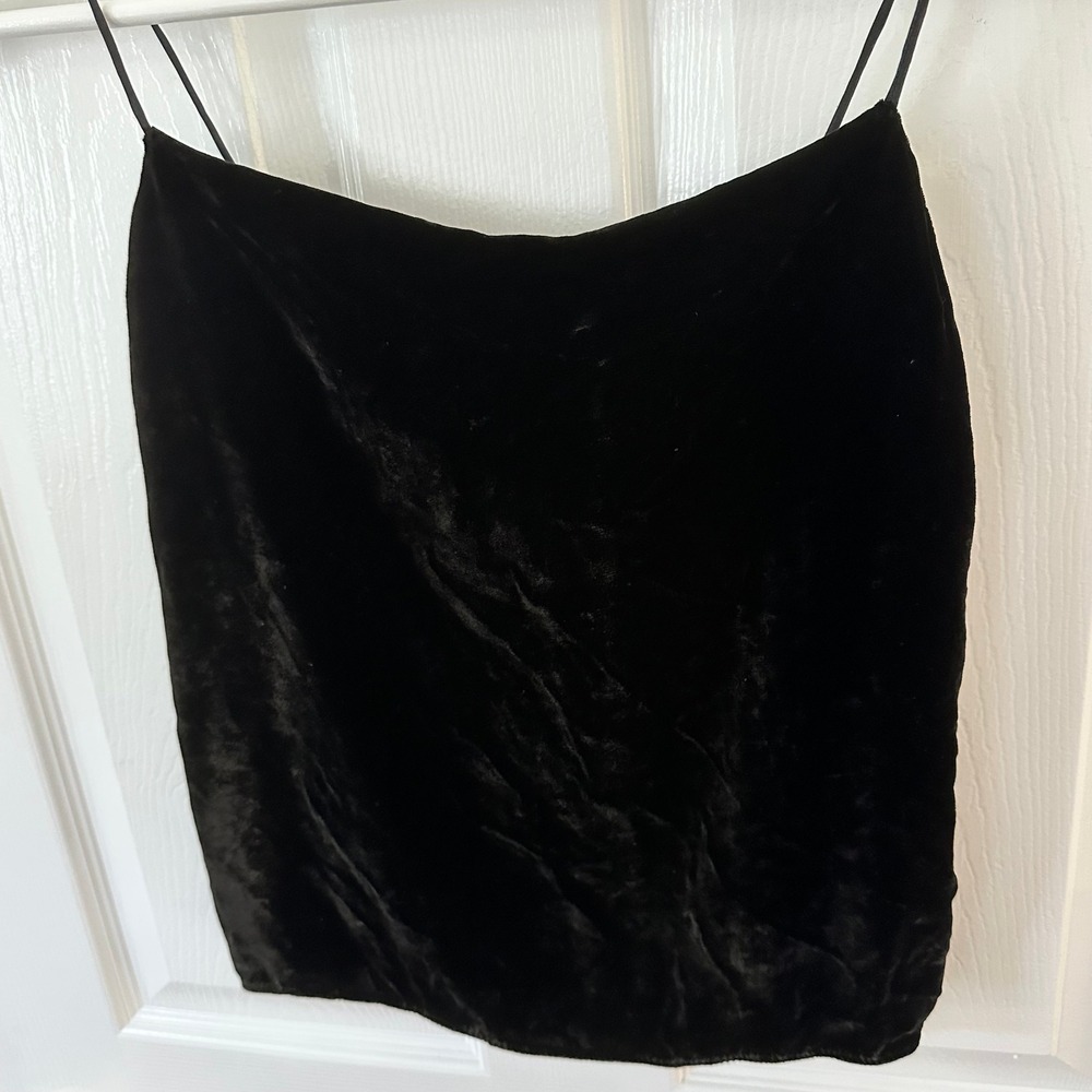 Alice + Olivia Black Silk Velvet Spaghetti Strap Top XS